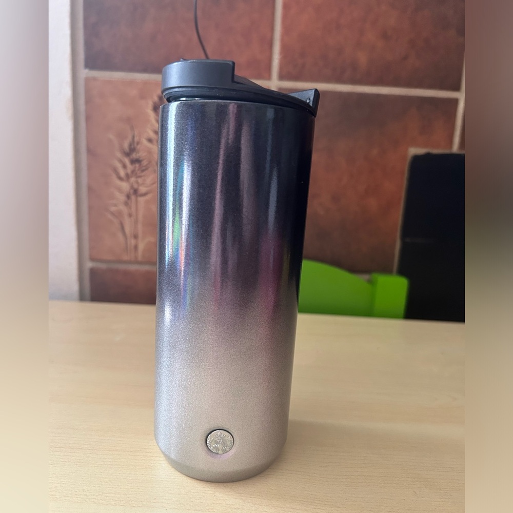 12 oz Starbucks metal tumbler - black to silver gradient